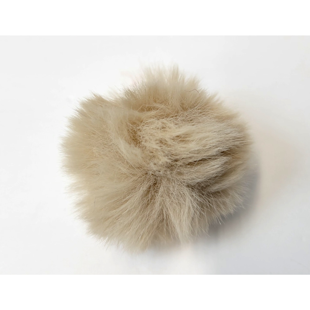 Beige Faux Fur Pom Pom Keychain Fluffy Puff Key Ring Bag Charm Accessory Soft - Picture 4 of 9